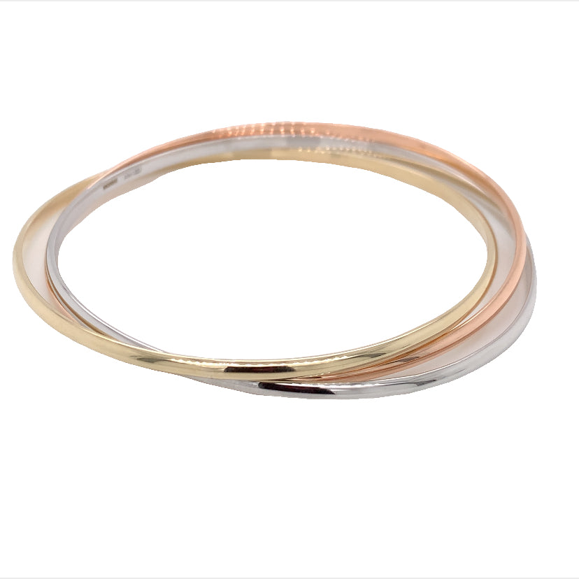 9ct Gold 3 Colour Triple Slave Bangle