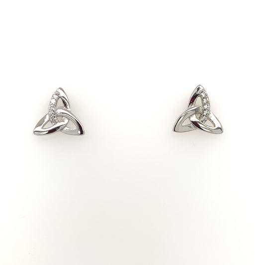 Silver CZ Trinity Knot Stud Earrings SE136