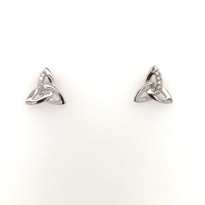 Silver CZ Trinity Knot Stud Earrings