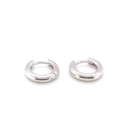 Sterling Silver 15mm Oval Polished Huggie Hoop Earrings SE3247/15