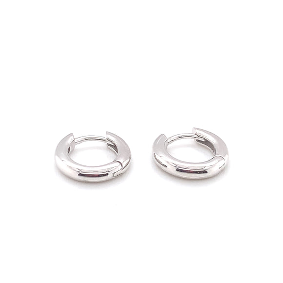 Sterling Silver 15mm Oval Polished Huggie Hoop Earrings