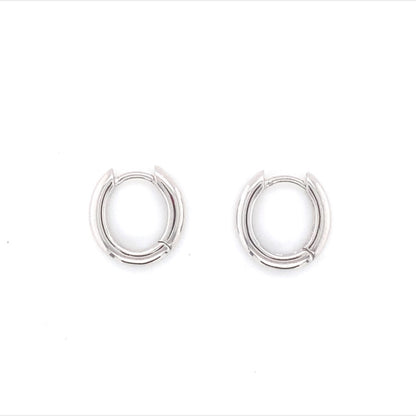 Sterling Silver 15mm Oval Polished Huggie Hoop Earrings SE3247/15