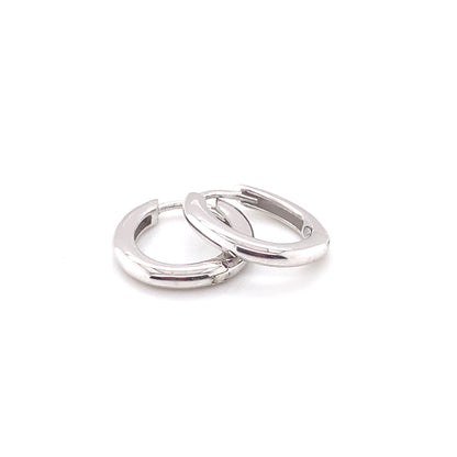 Sterling Silver 15mm Oval Polished Huggie Hoop Earrings