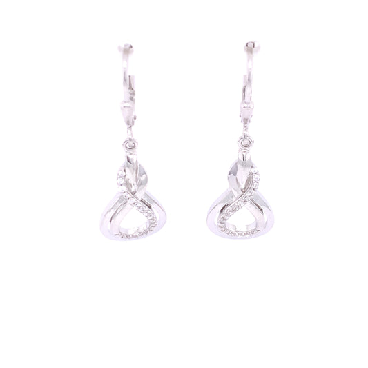 Sterling Silver CZ Twist Loop Drop Earrings GW SE3266