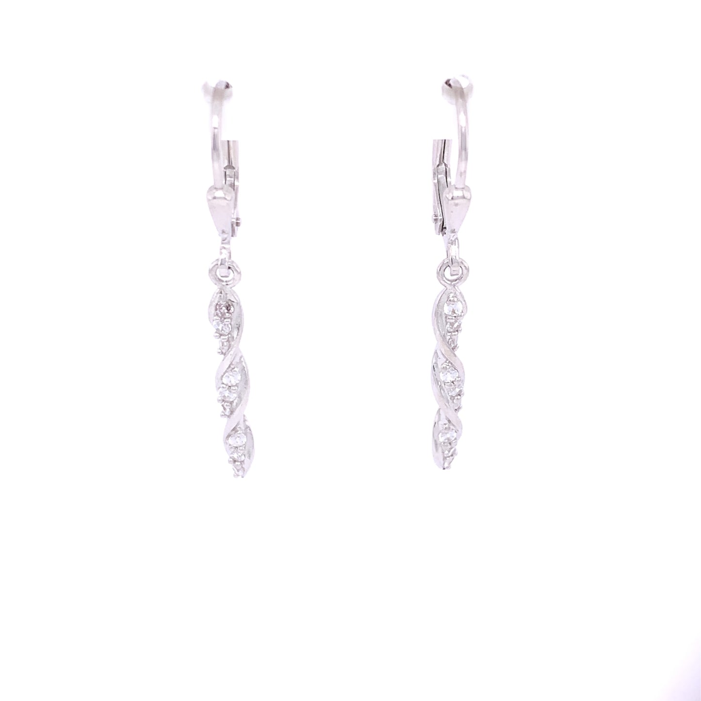 Sterling Silver CZ Twist Drop Earrings GW SE3304