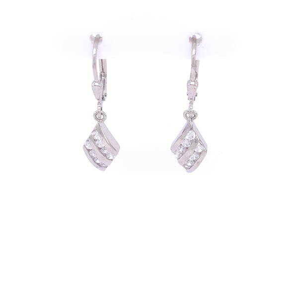 Sterling Silver CZ Diamond Drop Earrings GW
