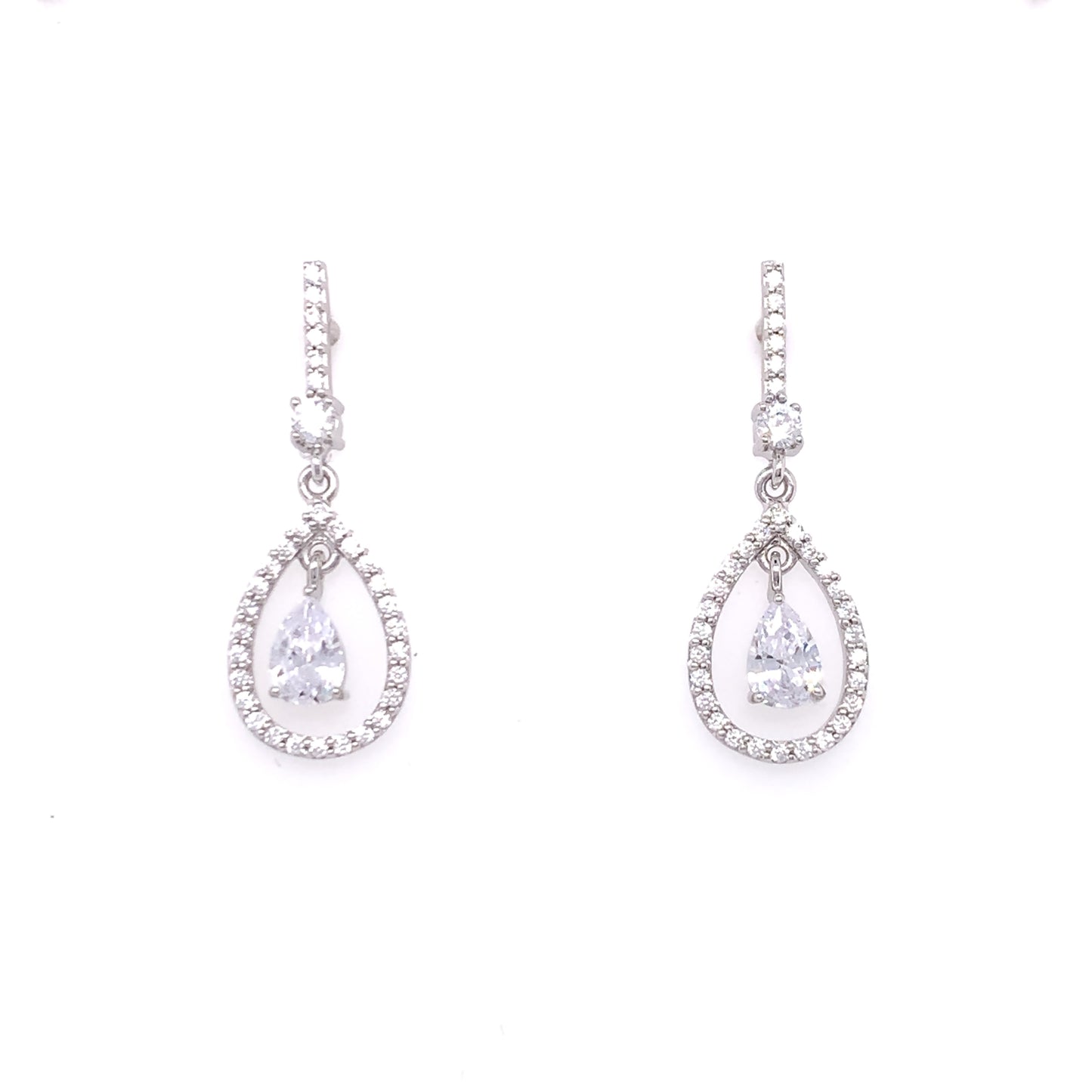 Sterling Silver CZ Teardrop Earrings SE465