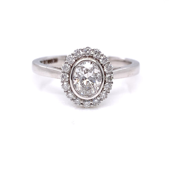 18ct White Gold Lab Grown Diamond 0.72ct Oval Halo Ring
