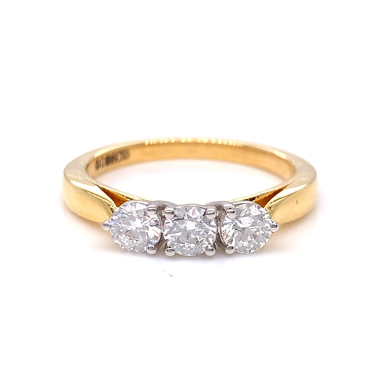 18ct Yellow Gold Lab Grown Diamond 0.60ct Trilogy Ring