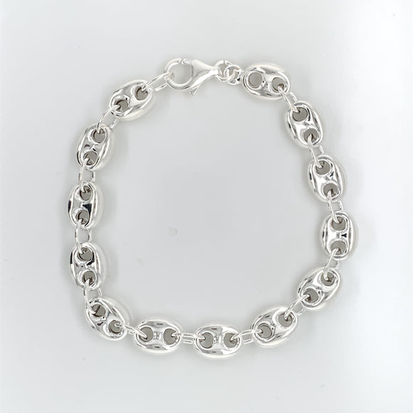Sterling Silver Italian Gucci-style Link Bracelet