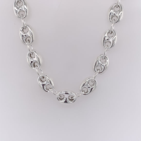 Sterling Silver Italian Gucci-style Link Necklace