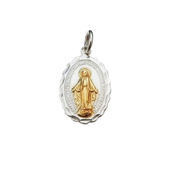 Sterling Silver Gold Plated Miraculous Medal
