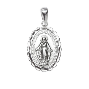 Sterling Silver 19mm Miraculous Wavy Medal
