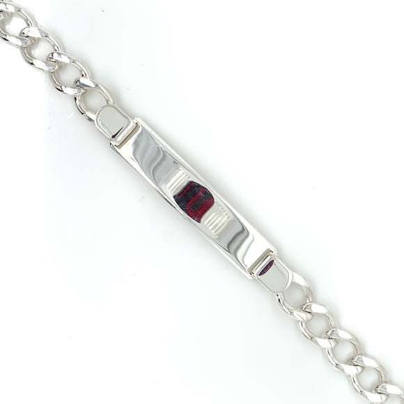 Sterling Silver Men's Curb Identity Bracelet 8.5 inch