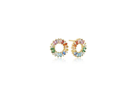 SIF JAKOBS EARRINGS ANTELLA CIRCOLO - 18K GOLD PLATED WITH MULTICOLOURED ZIRCONIA