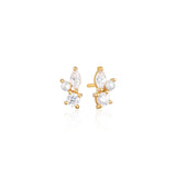 SIF JAKOBS EARRINGS ADRIA TRE PICCOLO - 18K GOLD PLATED WITH FRESHWATER PEARL AND WHITE ZIRKONIA
