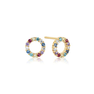 SIF JAKOBS EARRINGS BIELLA PICCOLO - 18K GOLD PLATED WITH MULTICOLOURED ZIRCONIA
