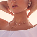 SIF JAKOBS NECKLACE ADRIA TRE PICCOLO - 18K GOLD PLATED, WITH FRESHWATER PEARL AND WHITE ZIRKONIA.
