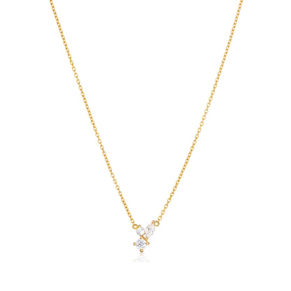 SIF JAKOBS NECKLACE ADRIA TRE PICCOLO - 18K GOLD PLATED, WITH FRESHWATER PEARL AND WHITE ZIRKONIA.