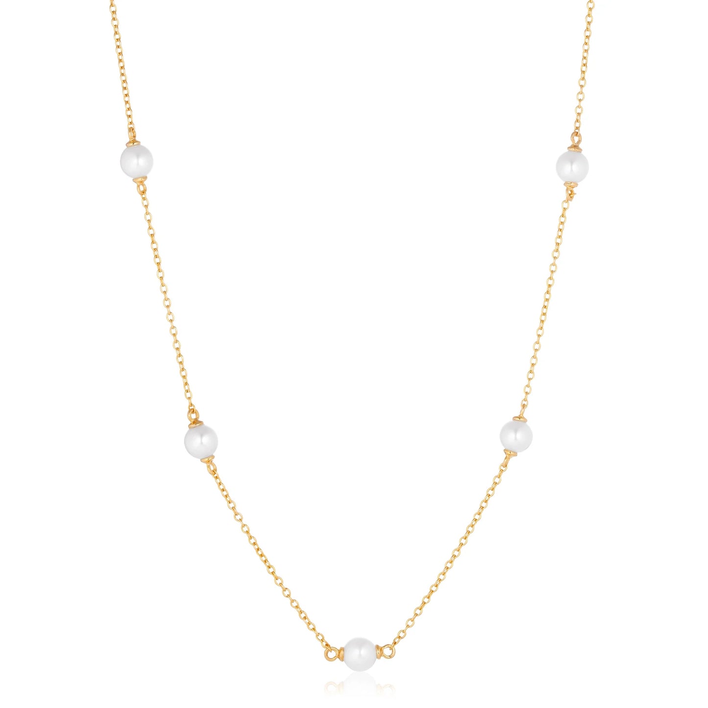 SIF JAKOBS NECKLACE PADUA CINQUE - 18K GOLD PLATED, WITH FRESHWATER PEARL AND WHITE ZIRKONIA