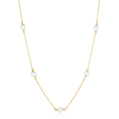 SIF JAKOBS NECKLACE PADUA CINQUE - 18K GOLD PLATED, WITH FRESHWATER PEARL AND WHITE ZIRKONIA