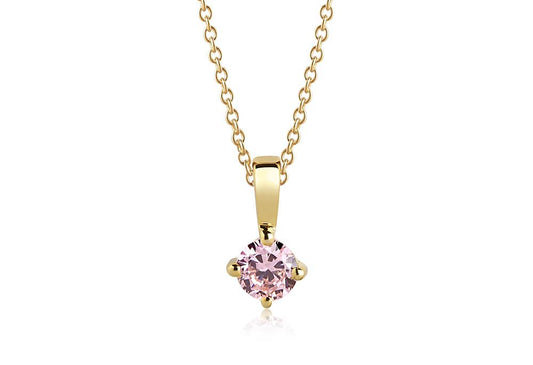 SIF JAKOBS PENDANT PRINCESS PICCOLO ROUND - 18K GOLD PLATED WITH PINK ZIRCONIA
