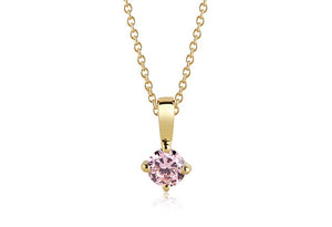 SIF JAKOBS PENDANT PRINCESS PICCOLO ROUND - 18K GOLD PLATED WITH PINK ZIRCONIA