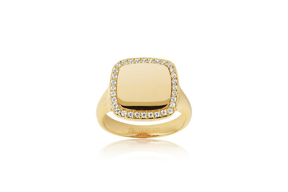 SIF JAKOBS RING FOLLINA QUADRATO - 18K GOLD PLATED WITH WHITE ZIRCONIA