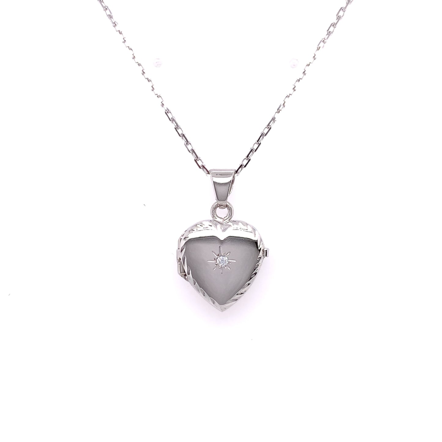 Sterling Silver Small CZ Heart Locket SL84