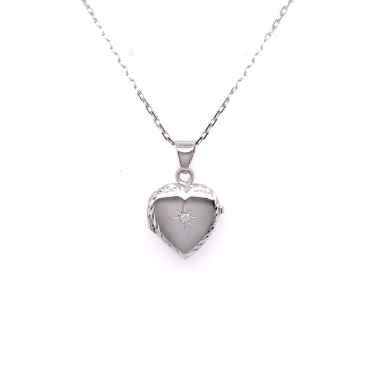 Sterling Silver Small CZ Heart Locket SL84