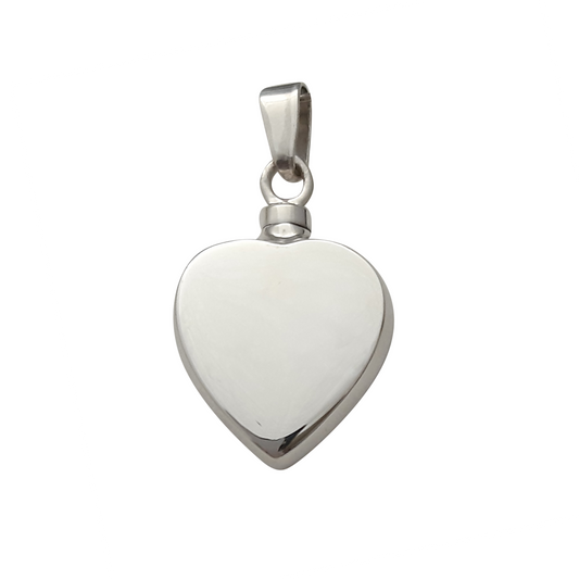 Sterling Silver Heart Plain Memorial Ashes Container SLC14014P