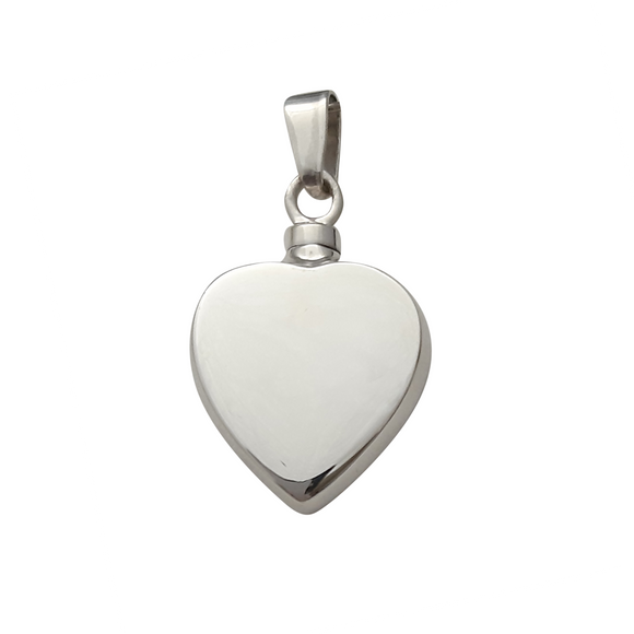Sterling Silver Heart Plain Memorial Ashes Container