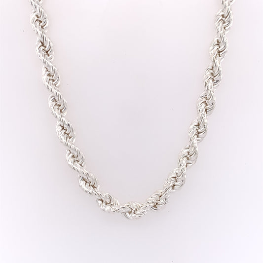 Sterling Silver Hollow Rope Chain Necklace