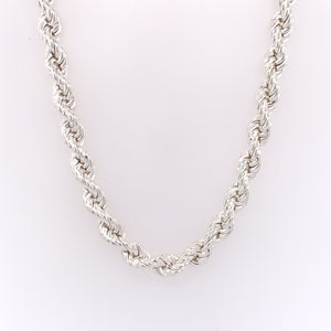 Sterling Silver Hollow Rope Chain Necklace