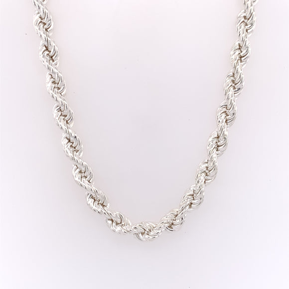 Sterling Silver Hollow Rope Chain Necklace