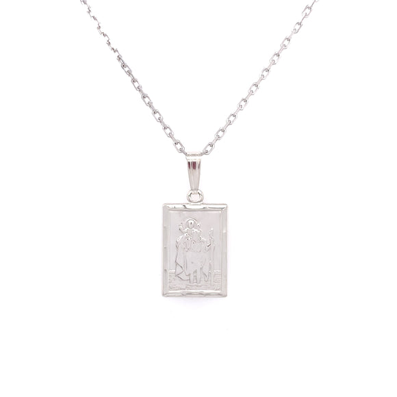 Sterling Silver Small Rectangular St. Christopher Medal SM210