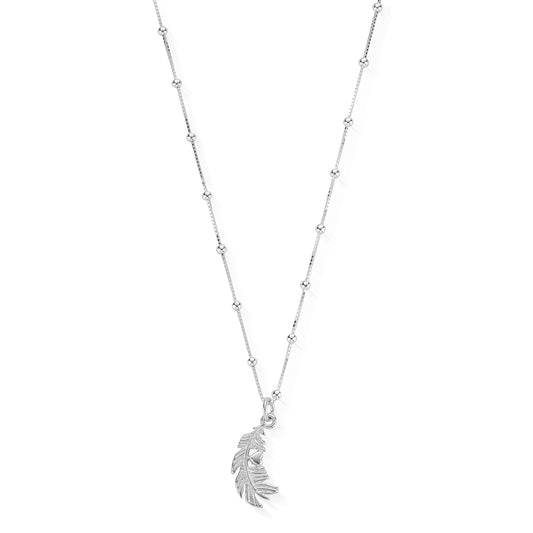 ChloBo Sterling Silver Bobble Chain Heart in Feather Necklace