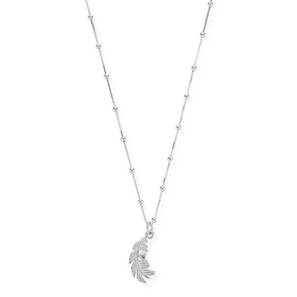 ChloBo Sterling Silver Bobble Chain Heart in Feather Necklace
