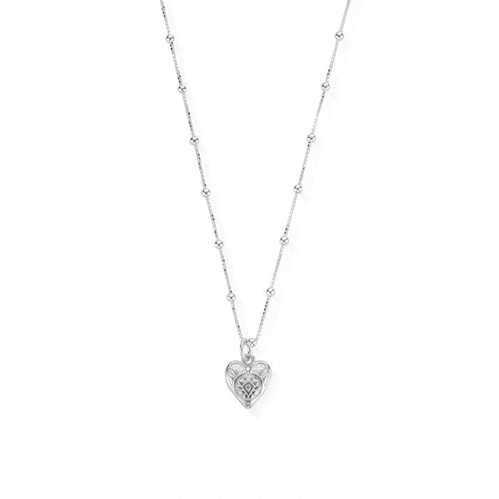ChloBo Sterling Silver Bobble Chain Decorated Heart Necklace