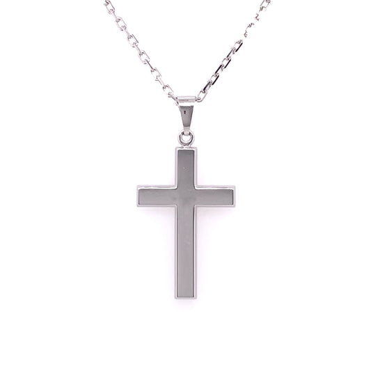 Sterling Silver Plain Men's Cross 20 inch Chain