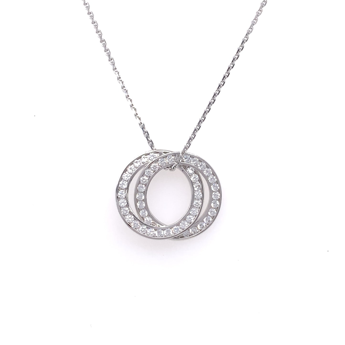 Sterling Silver CZ Interlocking Circles Necklace SP5515