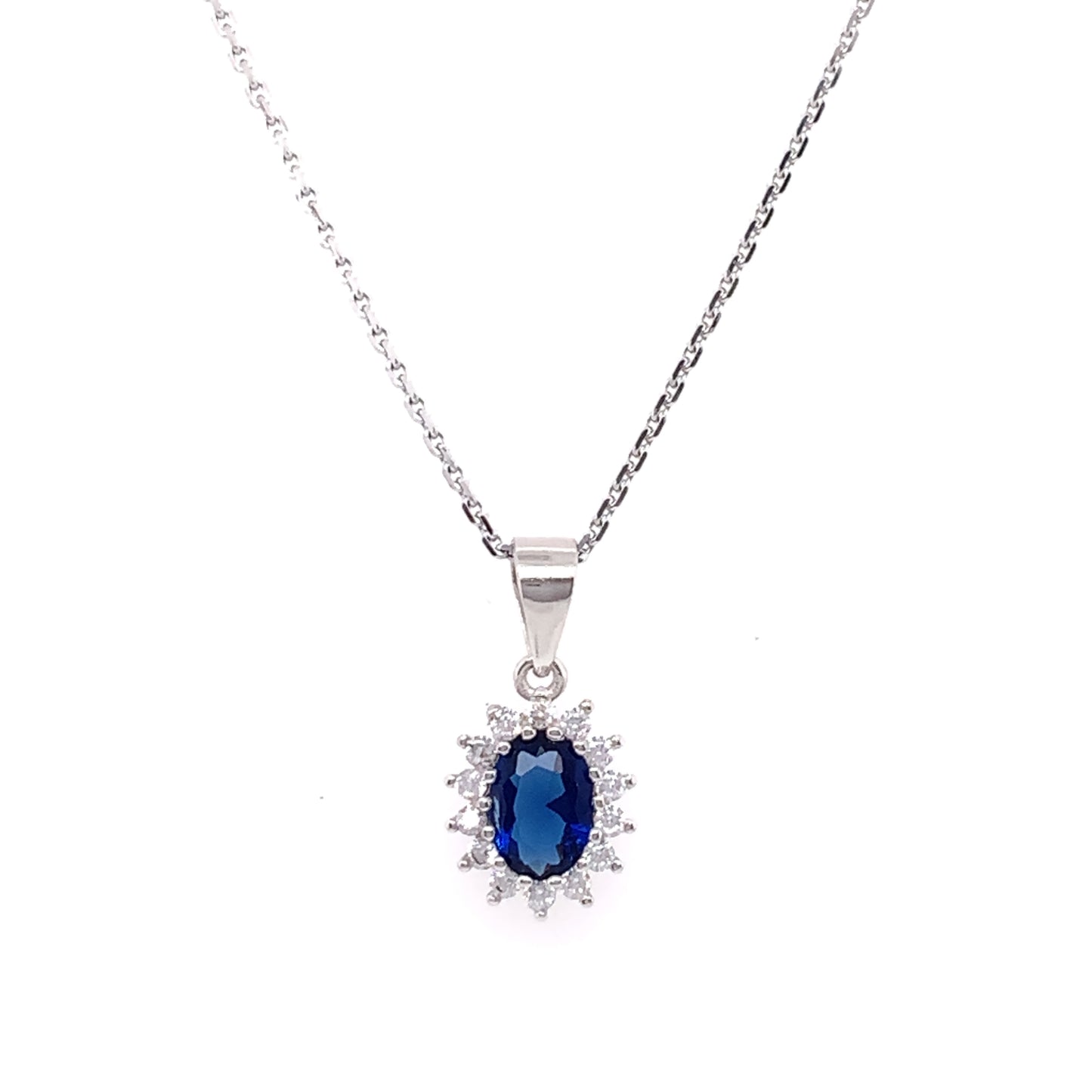 Sterling Silver Sapphire CZ Small Cluster Pendant SP5738/S