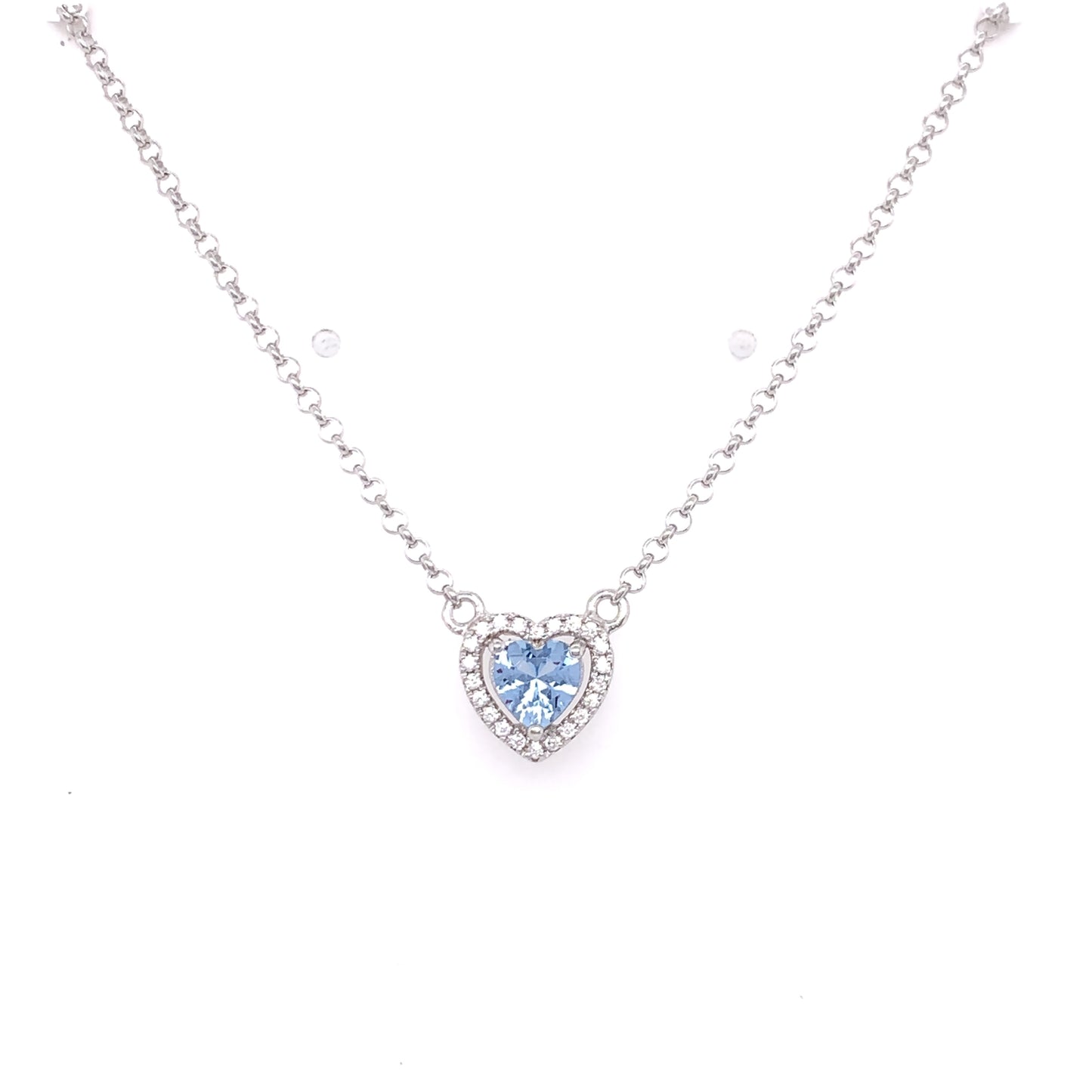 Sterling Silver Aqua CZ Heart Halo Pendant SP5834/B