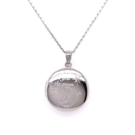 Sterling Silver "Love you to the Moon and Back " Round Locket SPD234C1