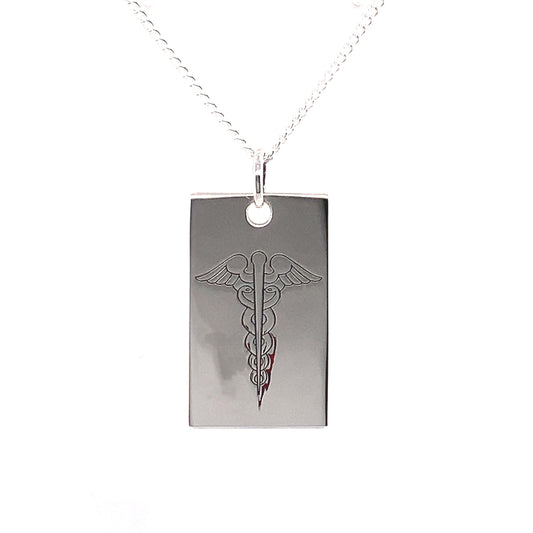 Sterling Silver Engravable Medical Alert Rectangular Disc