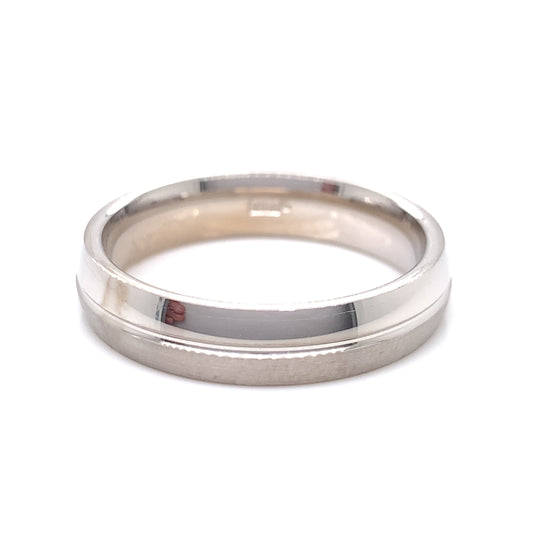 Sterling Silver Mens 5mm Polished/Matte Court Wedding Ring SR20