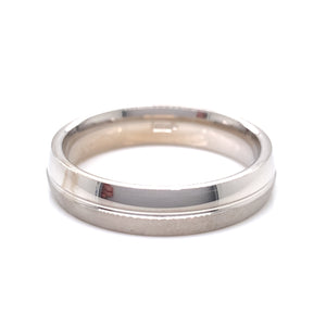 Sterling Silver Mens 5mm Polished/Matte Court Wedding Ring