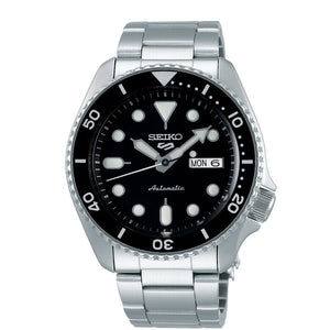 SEIKO 5 AUTOMATIC BLACK DIAL STAINLESS STEEL WATCH