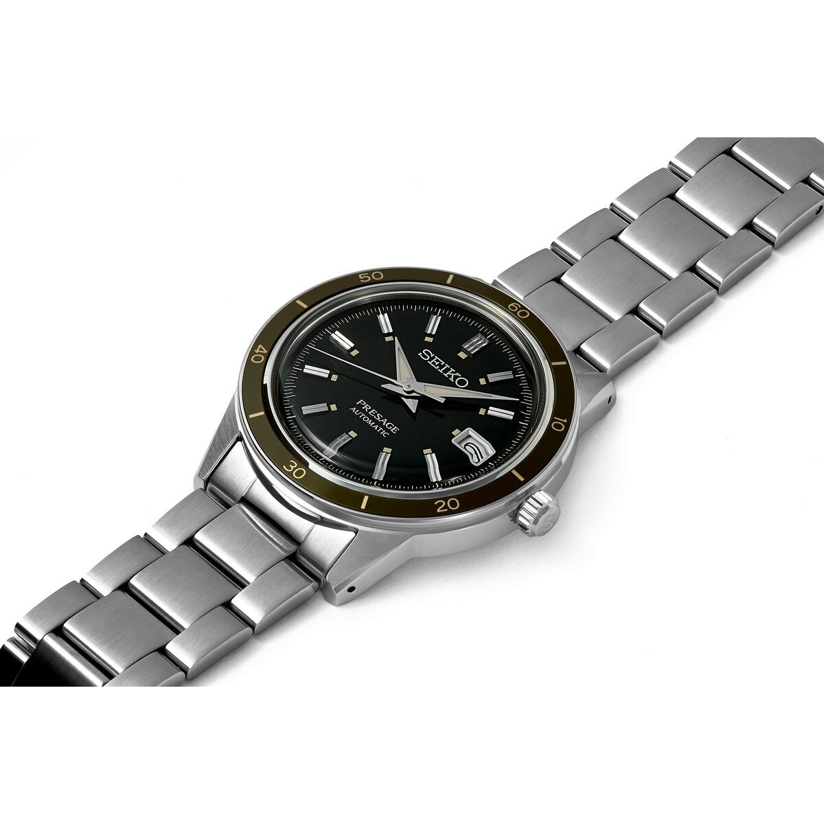 SEIKO PRESAGE AUTOMATIC BLACK DIAL, 40.8MM 5BAR, BRACELET WATCH