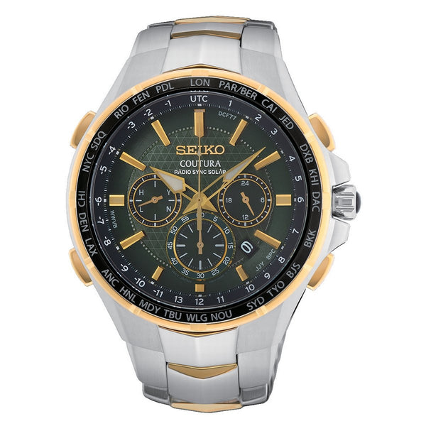 SEIKO COUTURA RADIO CONTROL GENTS TWO TONE GREEN DIAL BRACELET